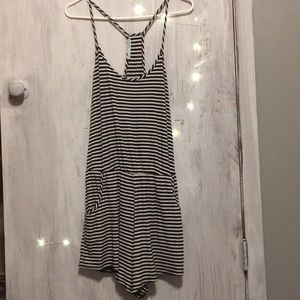 Striped razor back romper!